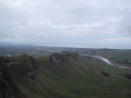 Te Mata Peak and the Tukituki River running down to the Pacific Ocean. Napier in the distance.